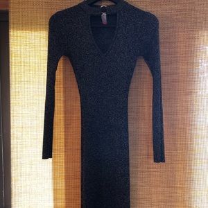 Silver and black sweater dress
